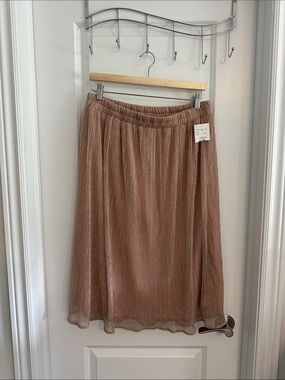 Advia Pleated Midi Skirt in Dusty Rose Size Large NWT